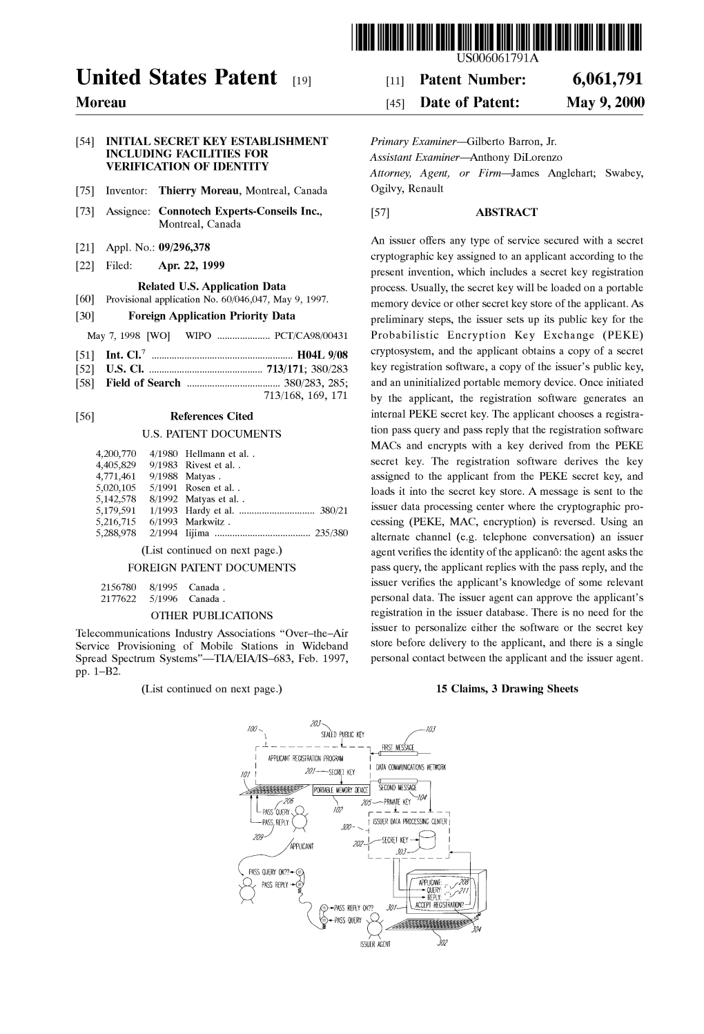 United States Patent (19) 11 Patent Number: 6,061,791 Moreau (45) Date of Patent: May 9, 2000
