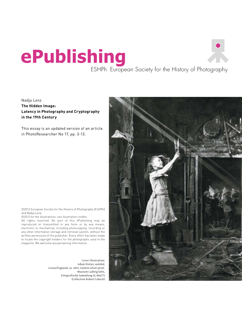 Epublishing Eshph European Society for the History of Photography