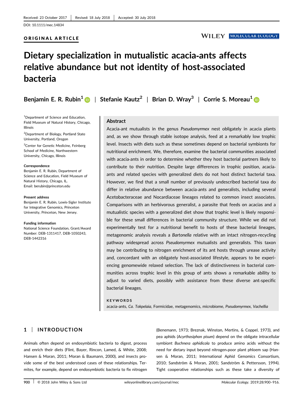 Ants Affects Relative Abundance but Not Identity of Host&#X2010