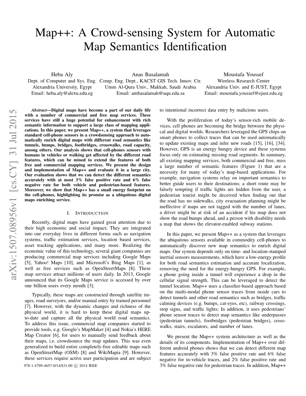 A Crowd-Sensing System for Automatic Map Semantics Identiﬁcation