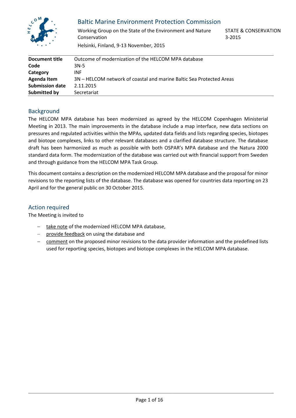 3N-5 Outcome of HELCOM MPA Database