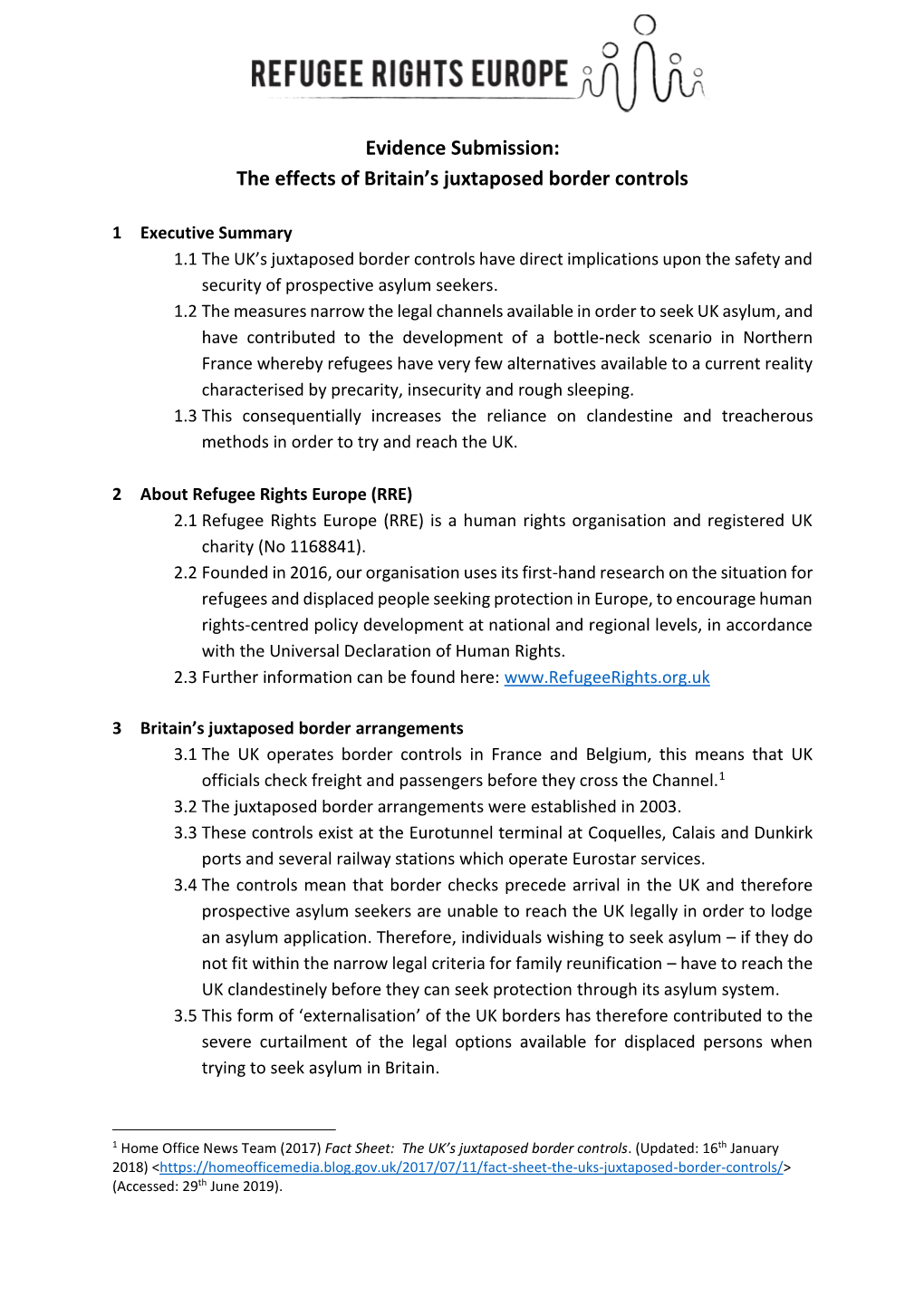 Evidence Submission: the Effects of Britain's Juxtaposed Border Controls