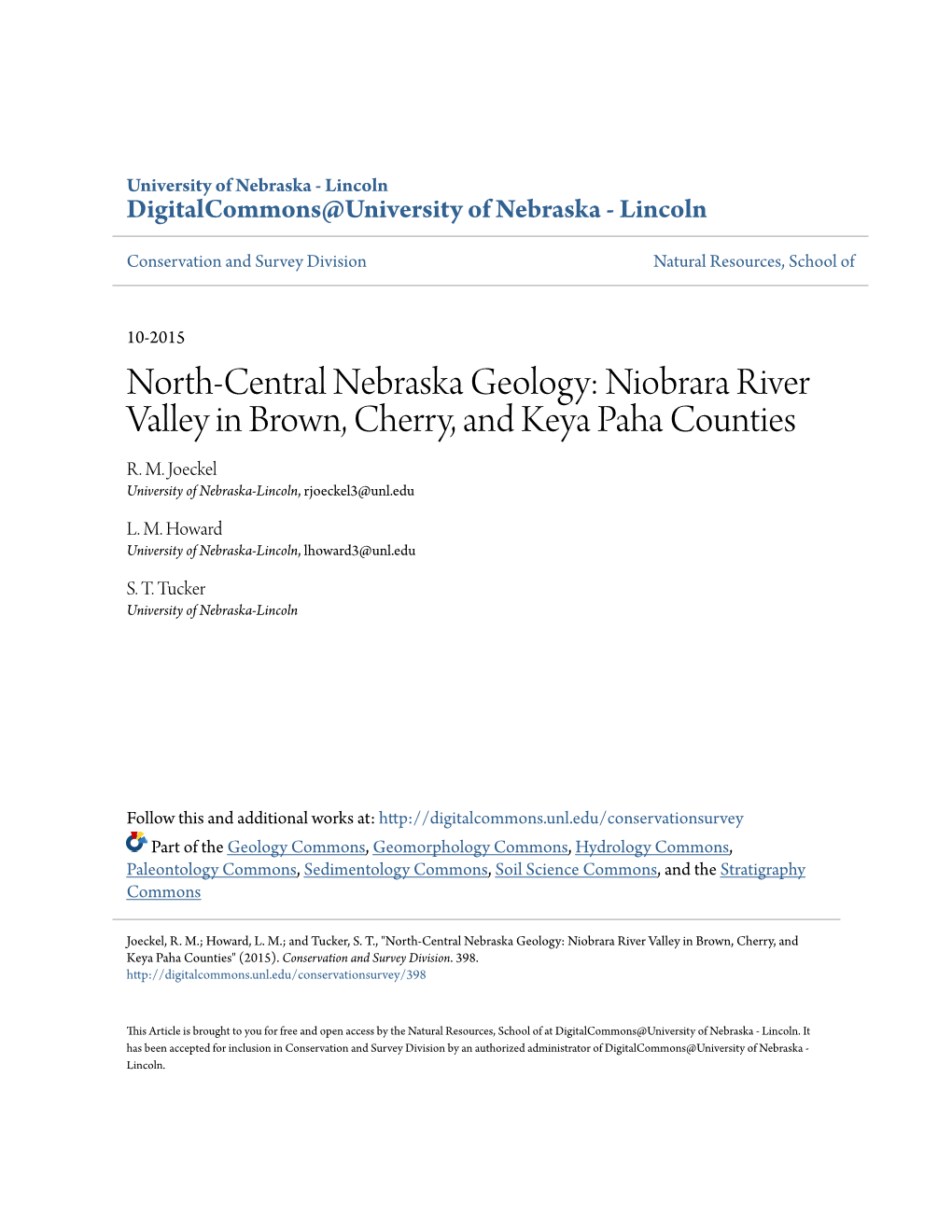 North-Central Nebraska Geology: Niobrara River Valley in Brown, Cherry, and Keya Paha Counties R