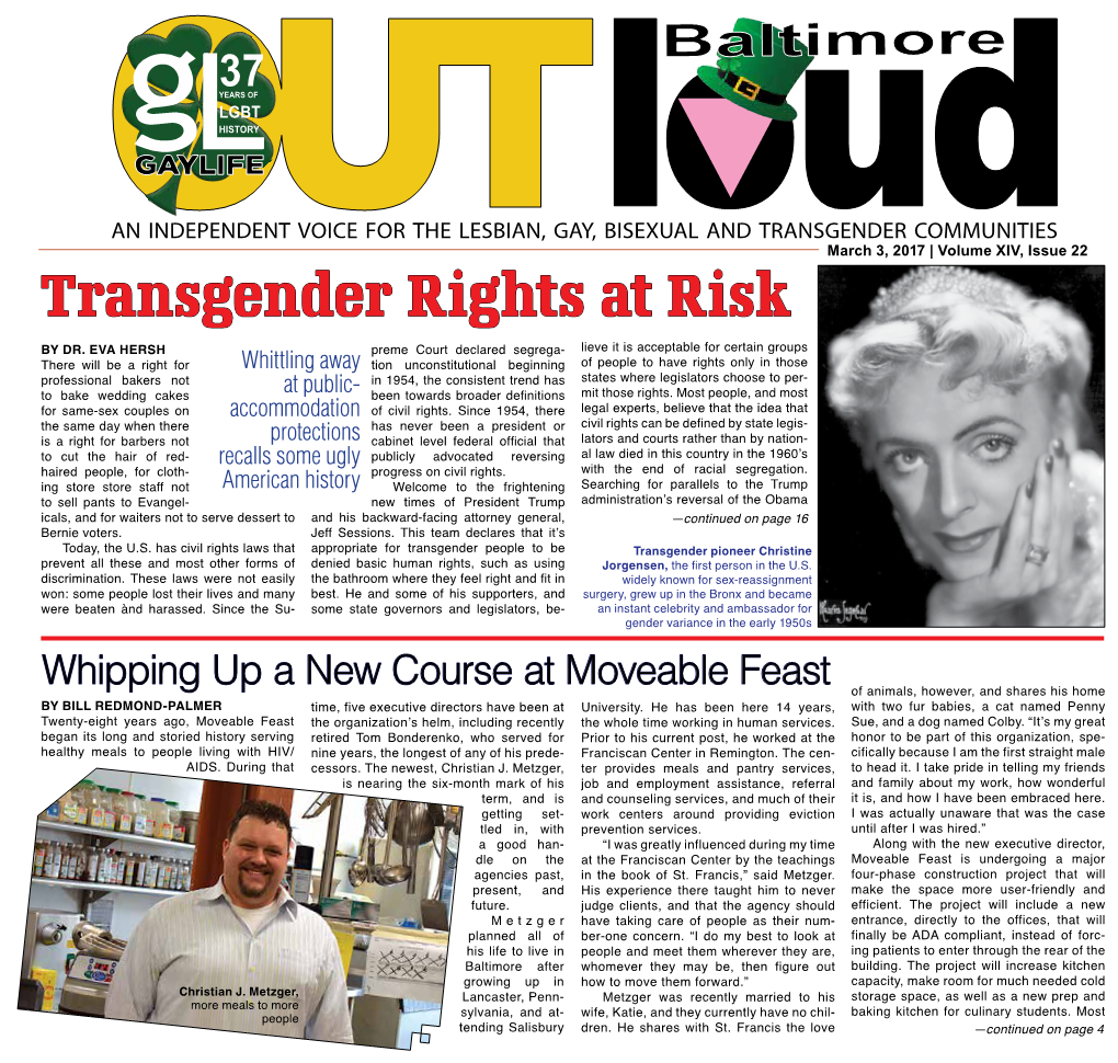 March 3, 2017 | Volume XIV, Issue 22 Transgender Rights at Risk by Dr