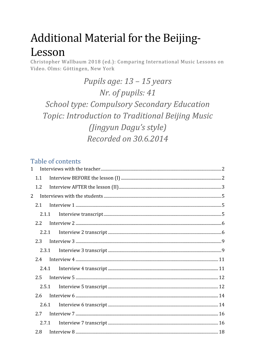 Additional Material for the Beijing- Lesson