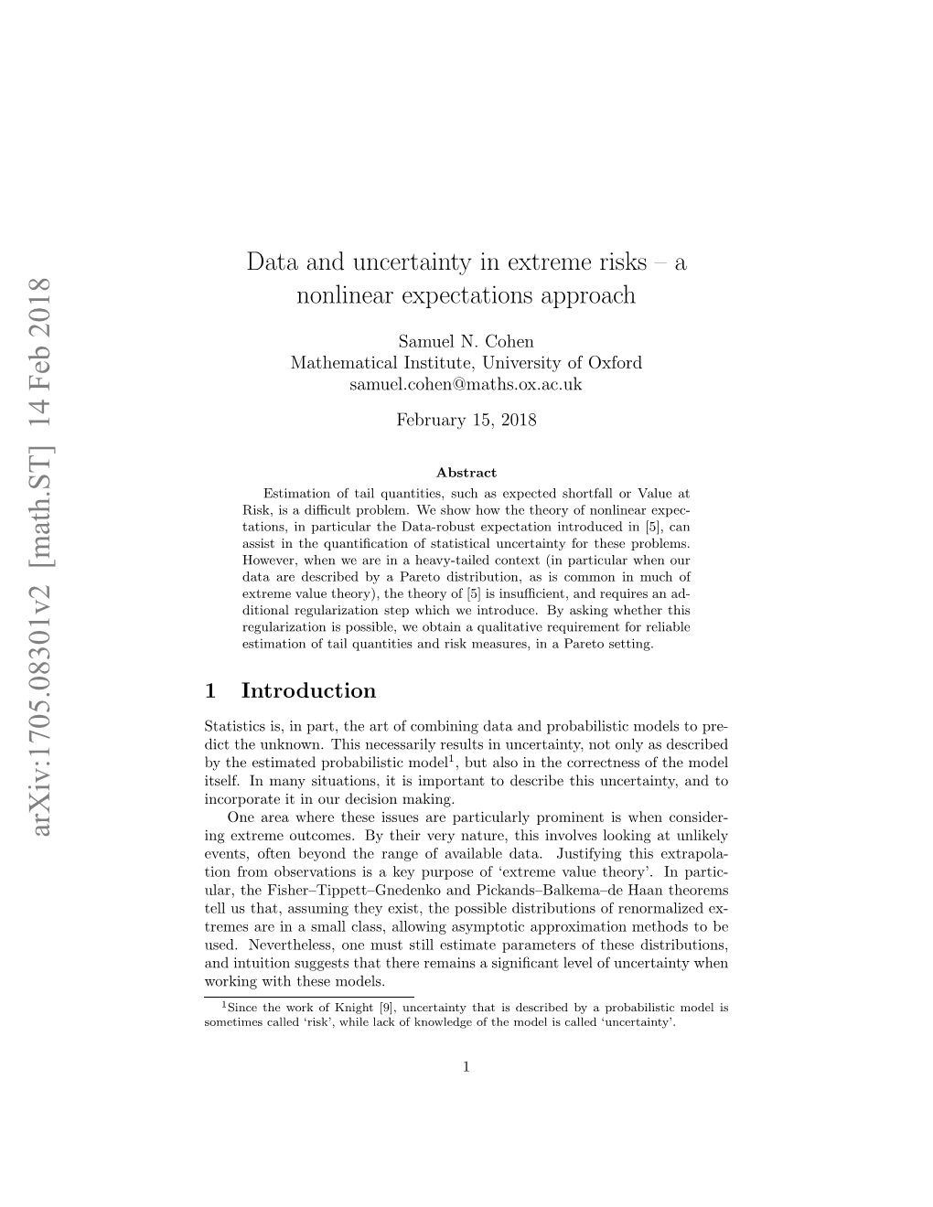 Data and Uncertainty in Extreme Risks-A Nonlinear Expectations