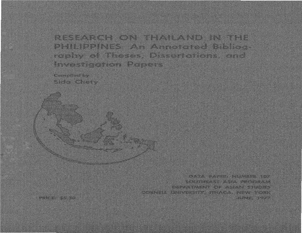 Research on Thailand in the Philippines: an Annotated Bibliography of Theses, Dissertations, and Investigation Papers