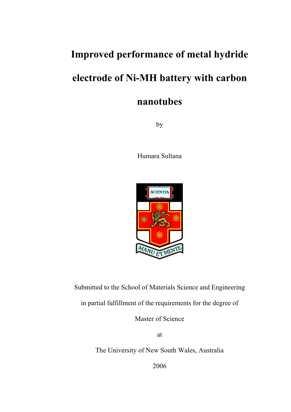 Improved Performance of Metal Hydride Electrode of Ni-MH Battery with Carbon