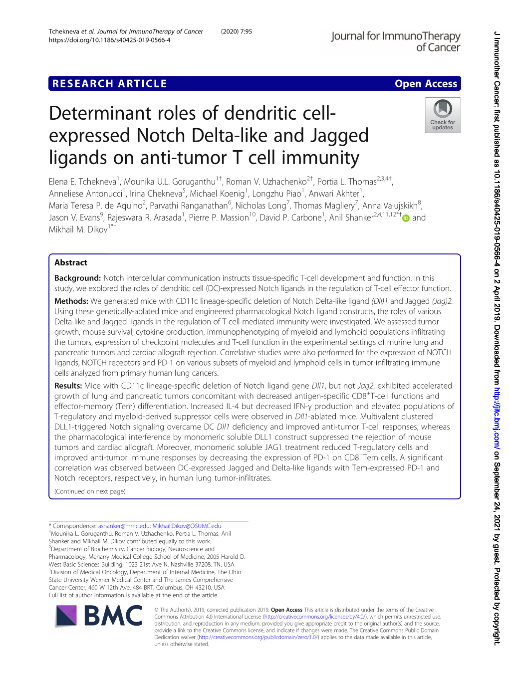 Determinant Roles of Dendritic Cell-Expressed Notch Delta-Like and Jagged Ligands on Anti-Tumor T-Cell Immunity Elena E
