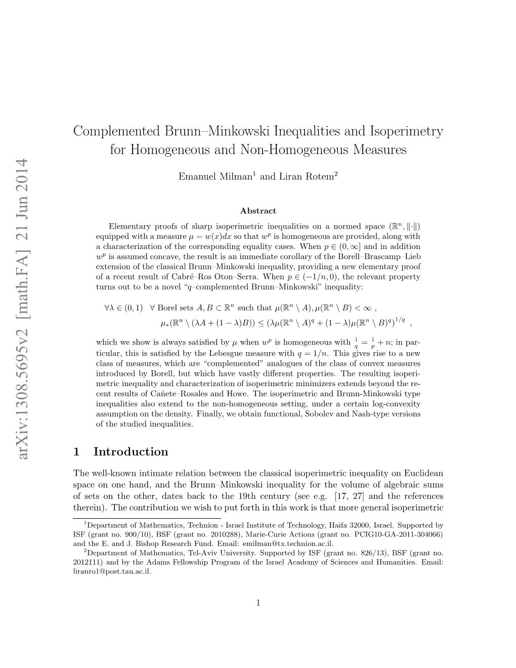 Complemented Brunn-Minkowski Inequalities and Isoperimetry For
