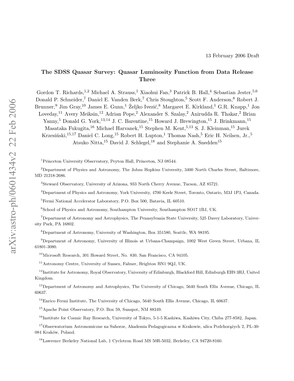 Arxiv:Astro-Ph/0601434V2 22 Feb 2006 60637