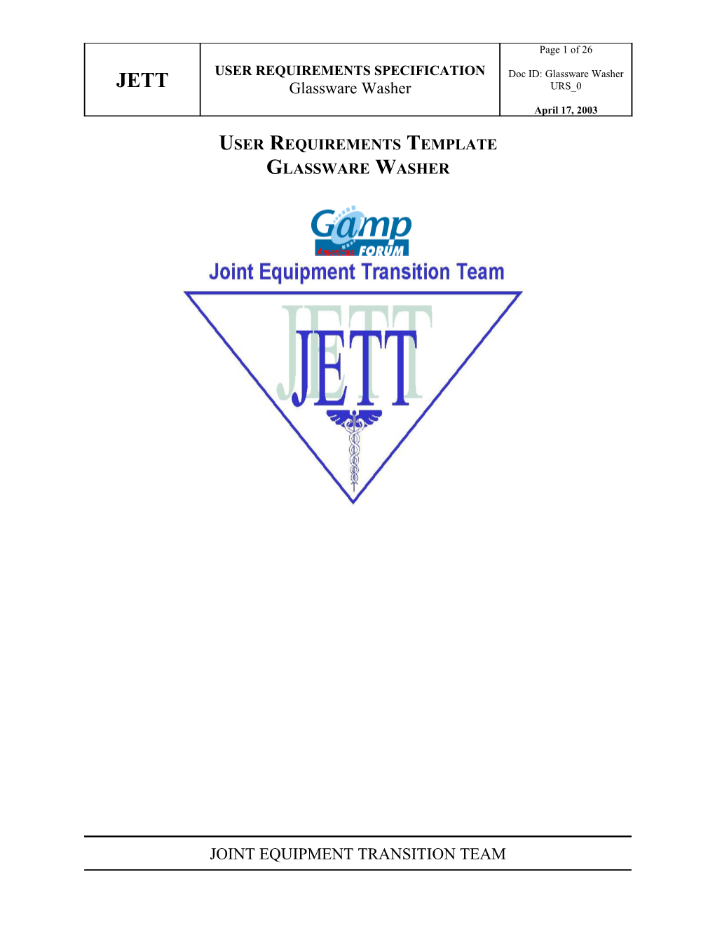 User Requirements Template