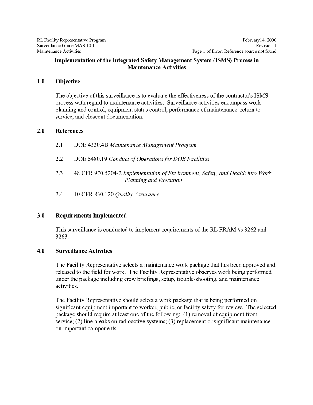 Surveillance Guide - MAS 10.1 Implementation of the Integrated Safety Management System