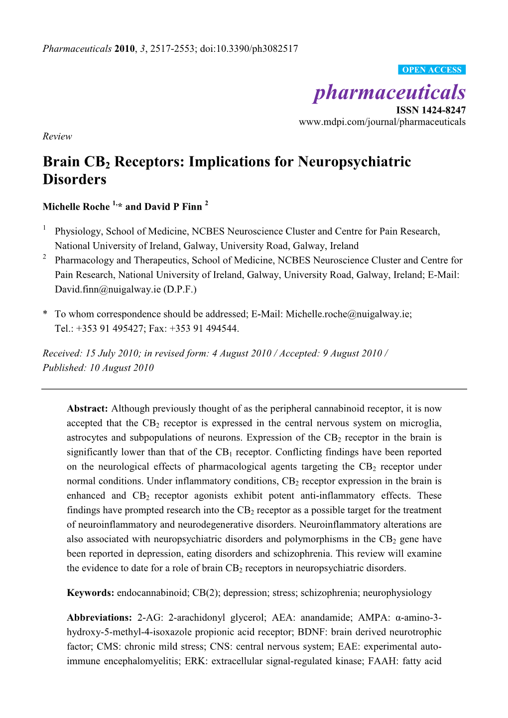 Brain CB2 Receptors: Implications for Neuropsychiatric Disorders