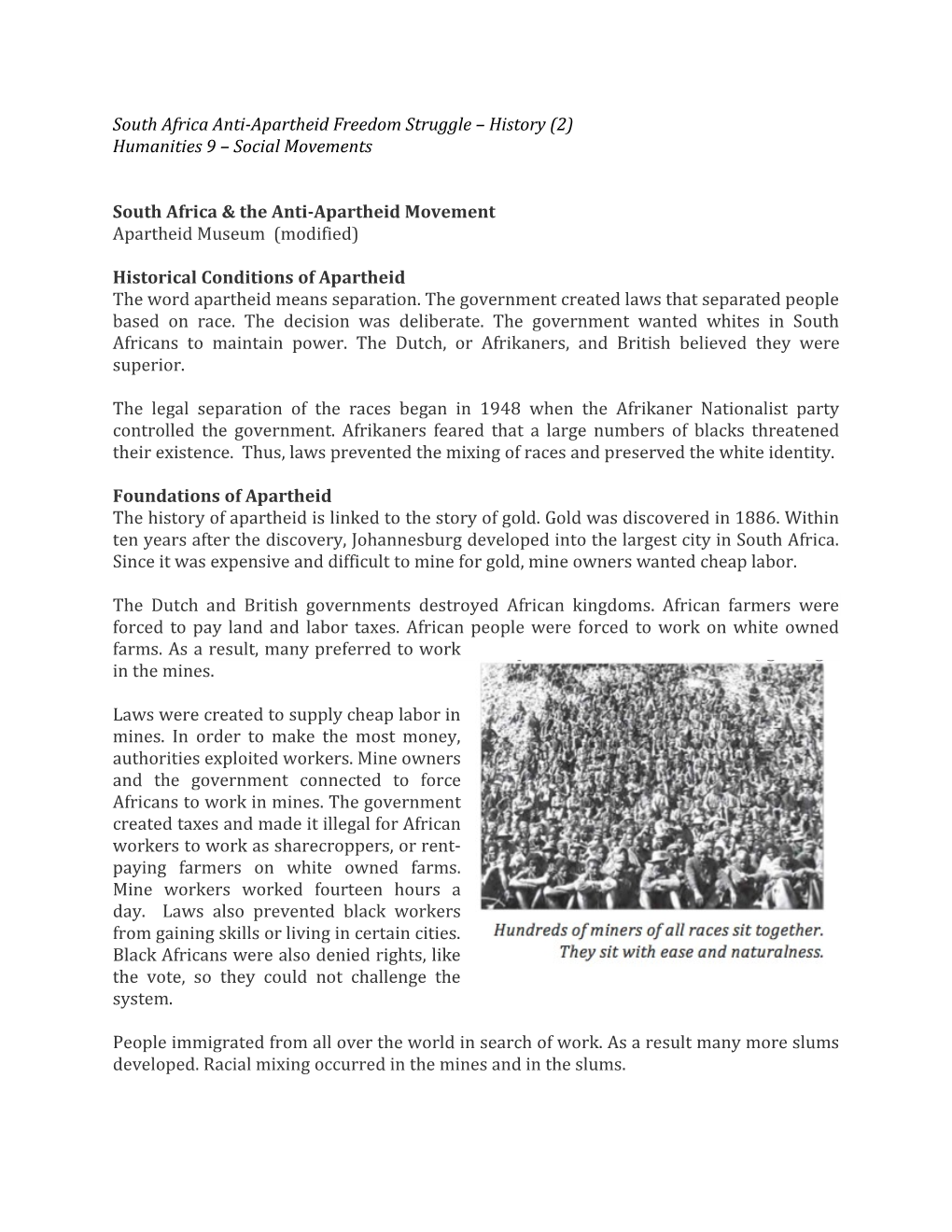 History - South Africa & the Anti-Apartheid Movement (2)