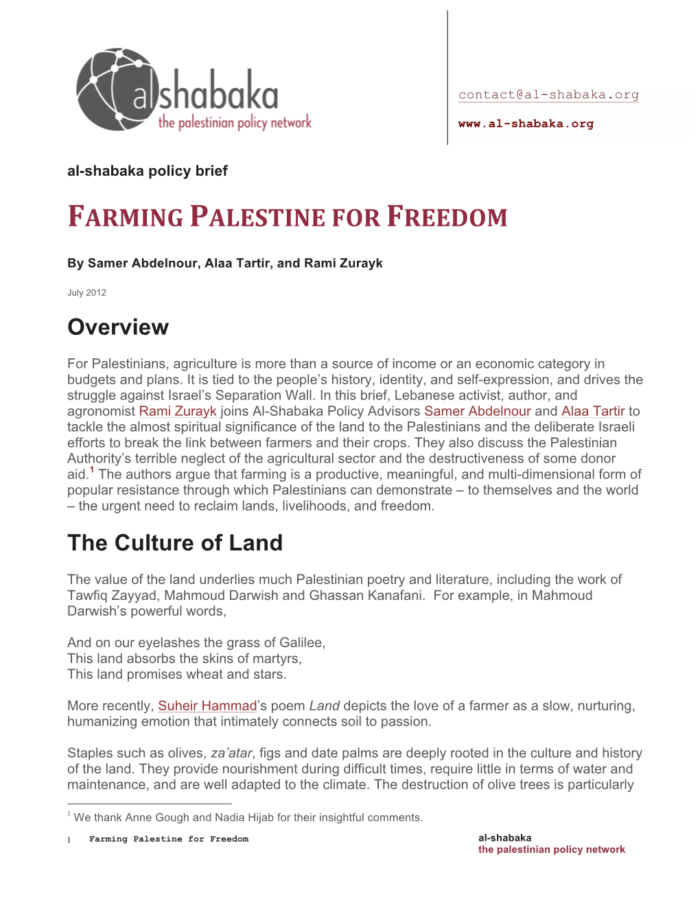 Farming Palestine for Freedom