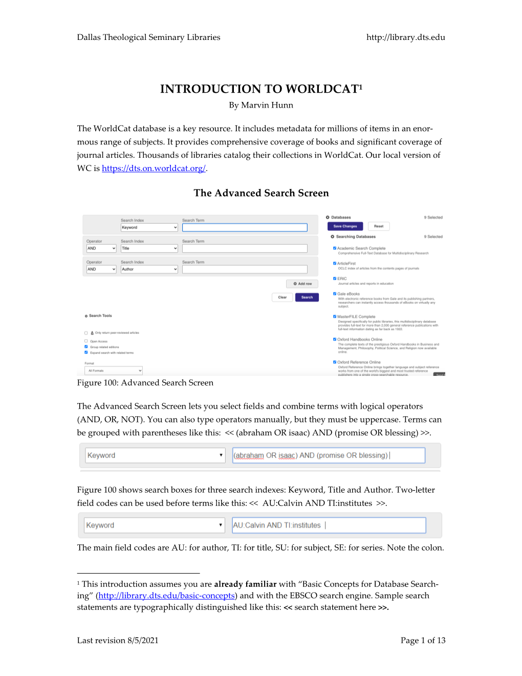 INTRODUCTION to WORLDCAT1 by Marvin Hunn