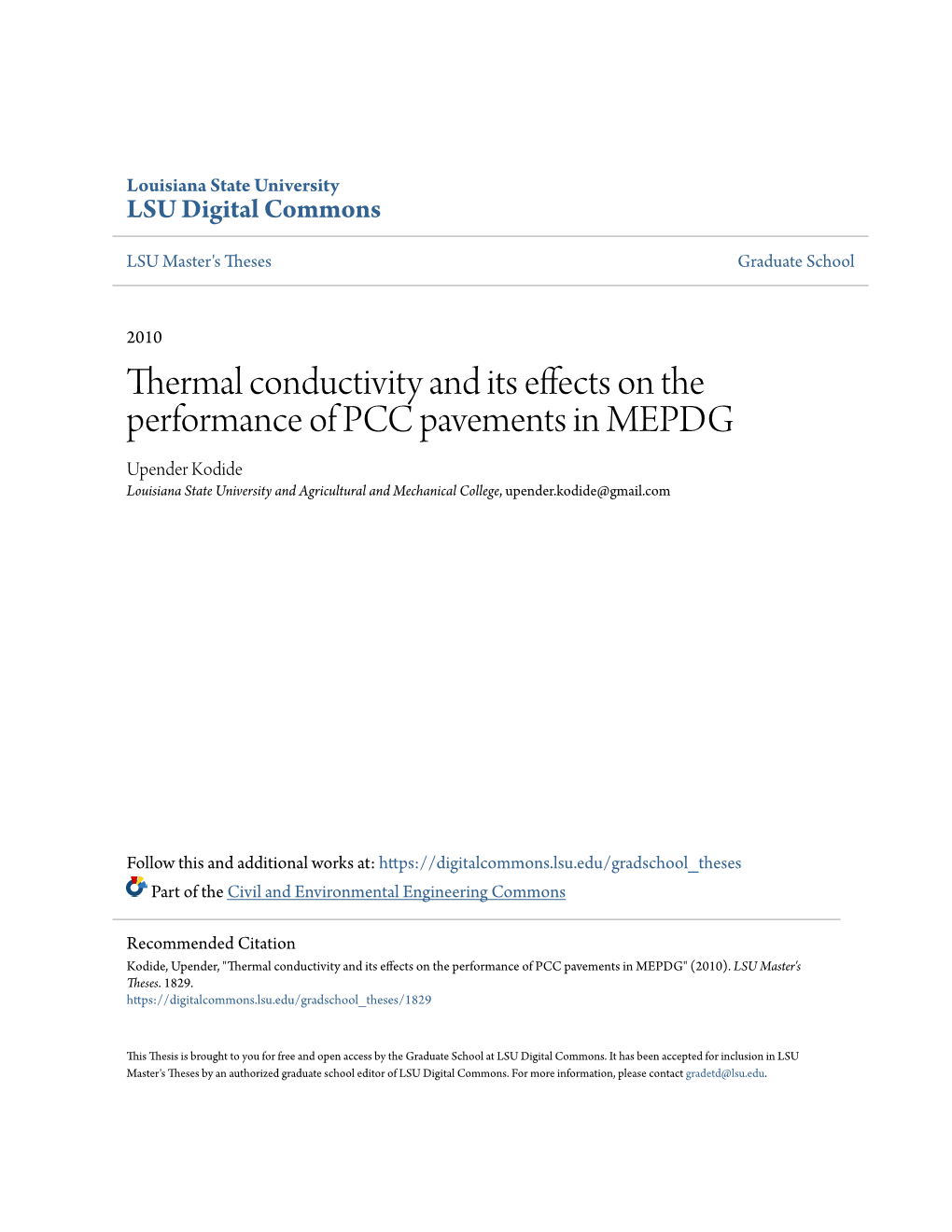 Thermal Conductivity and Its Effects on the Performance of PCC Pavements