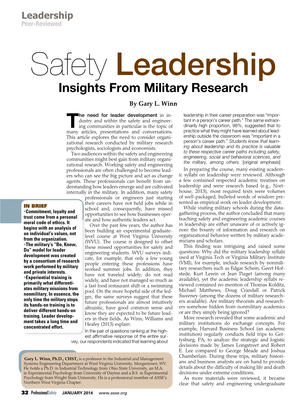 Safety Leadership Insights from Military Research