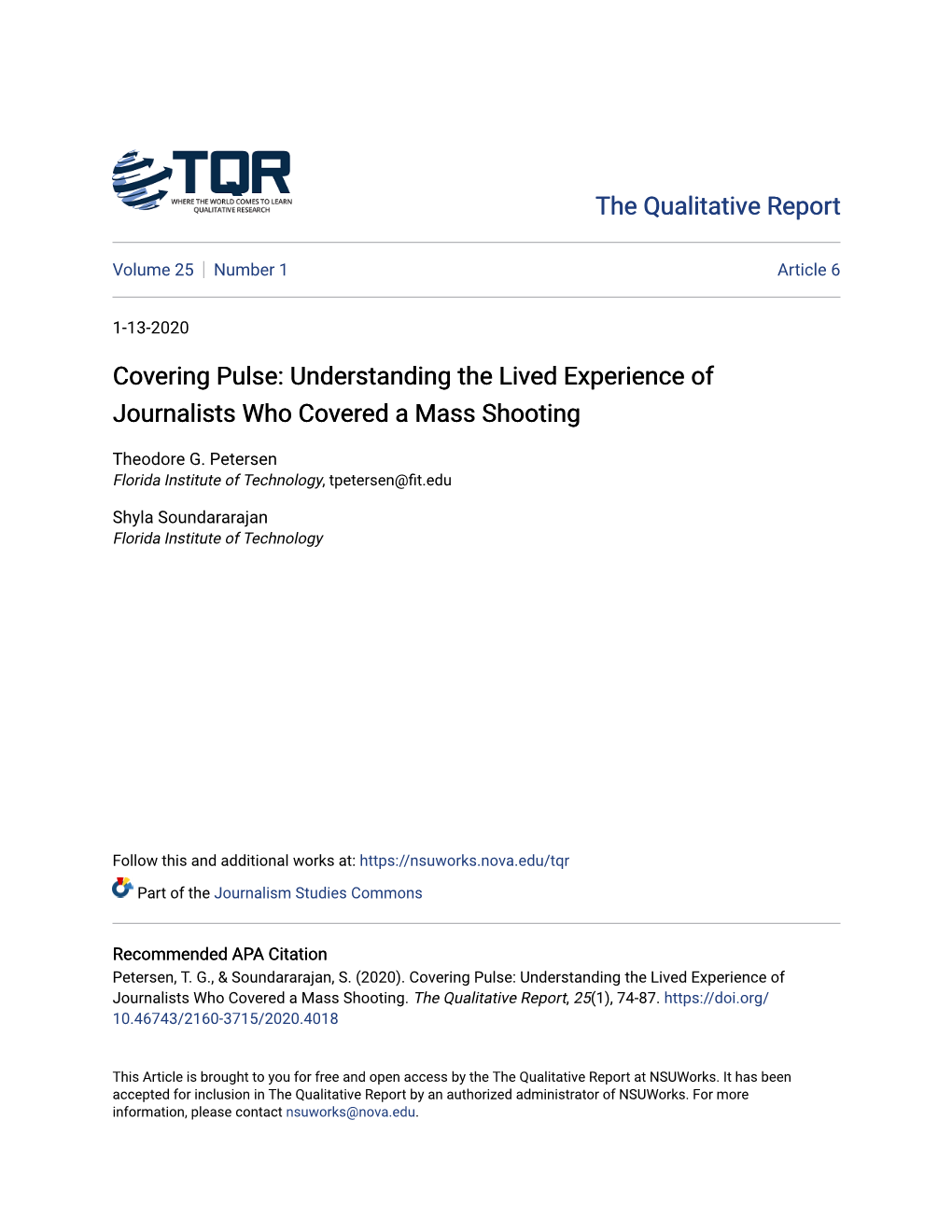 Covering Pulse: Understanding the Lived Experience of Journalists Who Covered a Mass Shooting