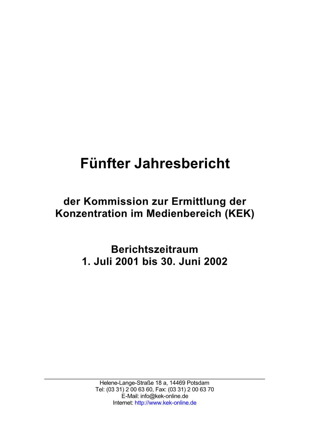 Fünfter Jahresbericht