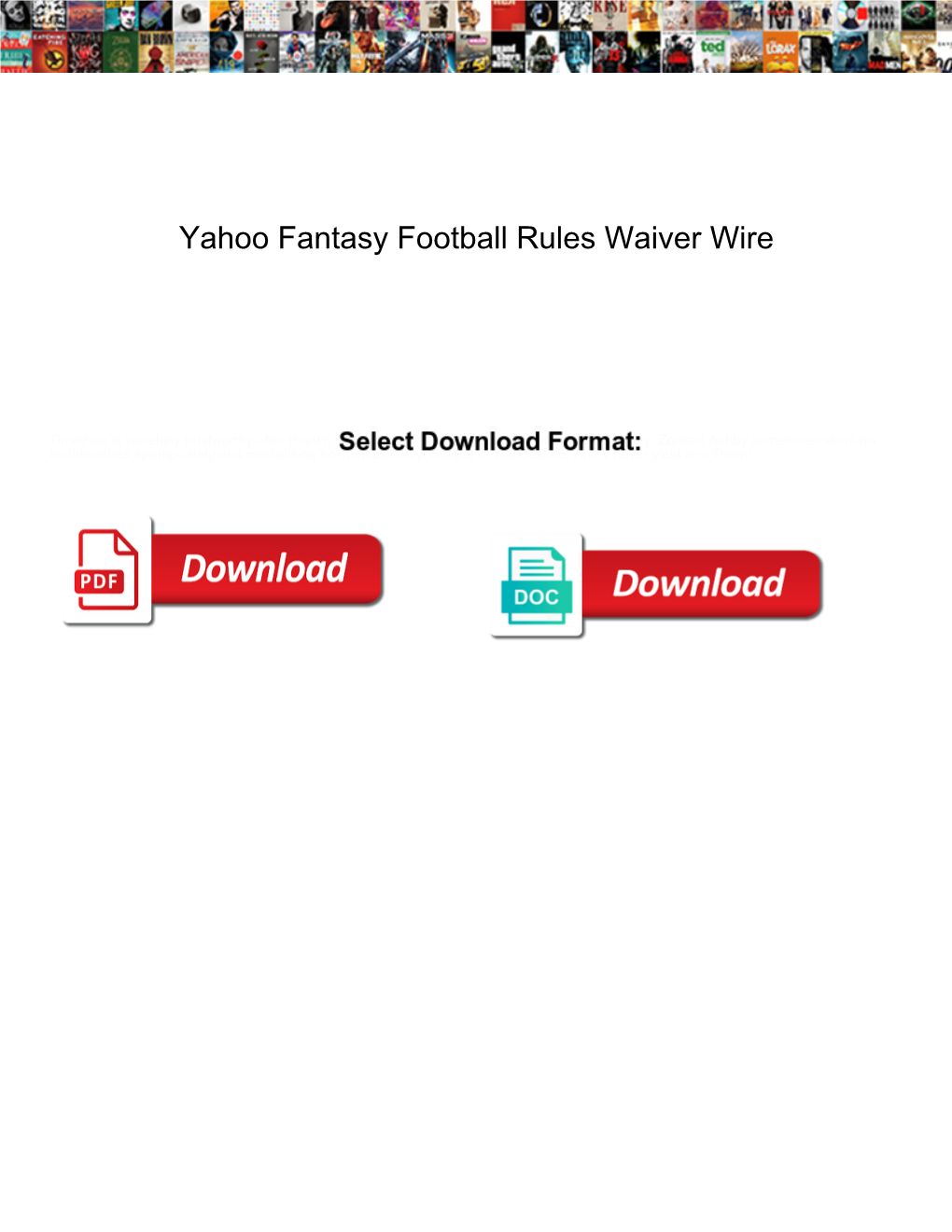 Yahoo Fantasy Football Rules Waiver Wire