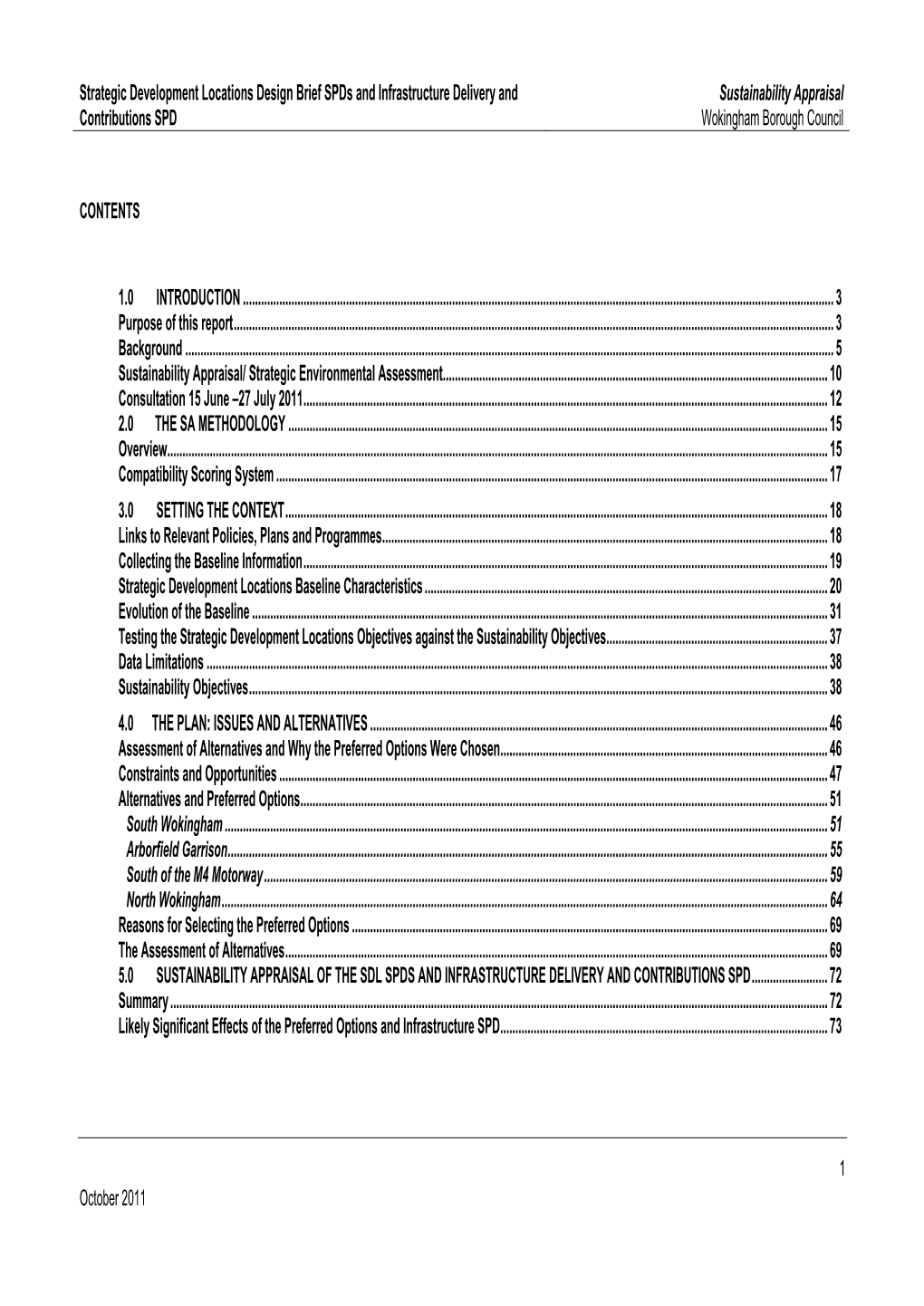 Strategic Development Locations Design Brief Spds and Infrastructure Delivery and Sustainability Appraisal Contributions SPD Wokingham Borough Council