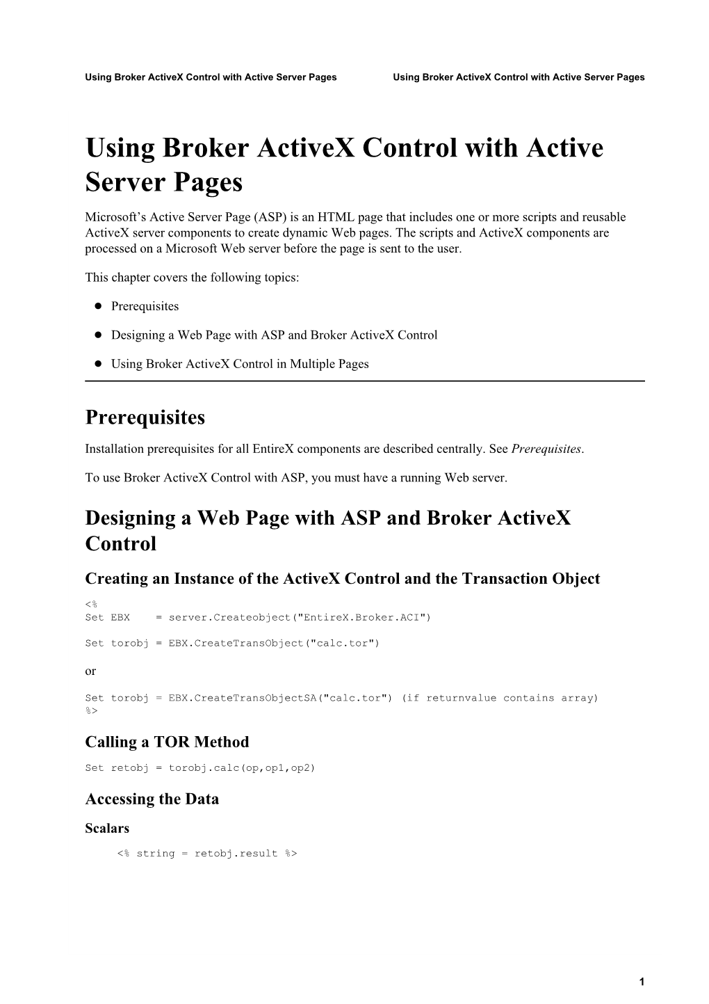Using Broker Activex Control with Active Server Pages Using Broker Activex Control with Active Server Pages