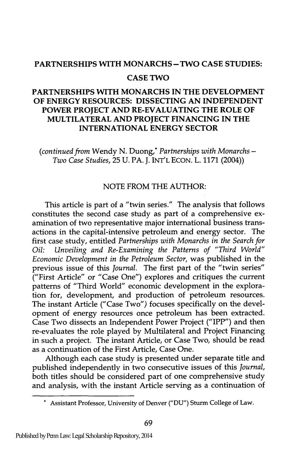 Case Two Partnerships with Monarchs in the Development of Energy