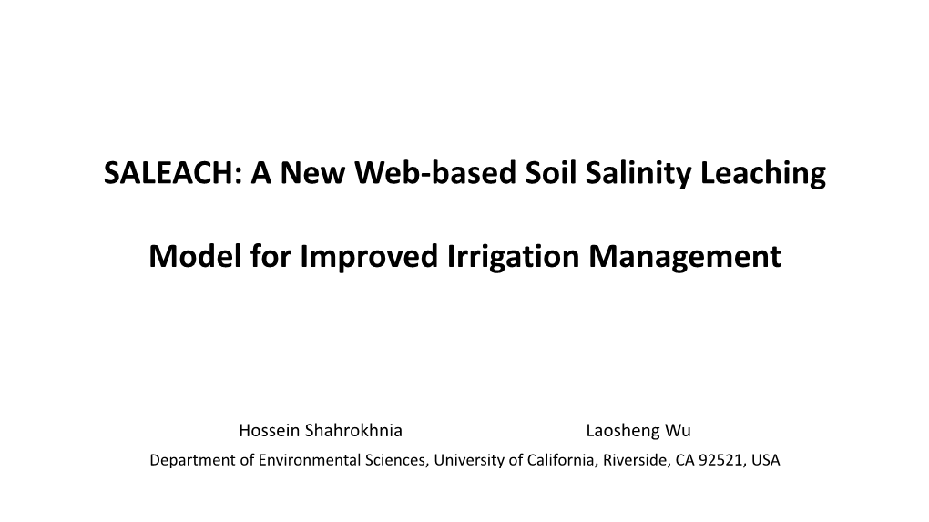 SALEACH: a New Web-Based Soil Salinity Leaching Model For