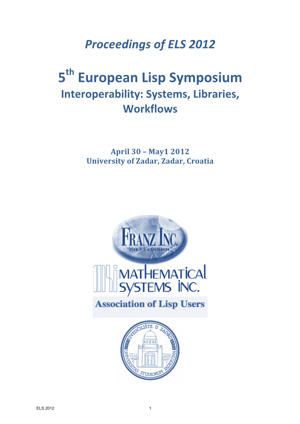 5 European Lisp Symposium