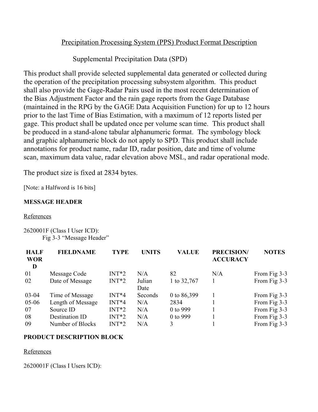 Precipitation Processing System (PPS) Product Format Description s1