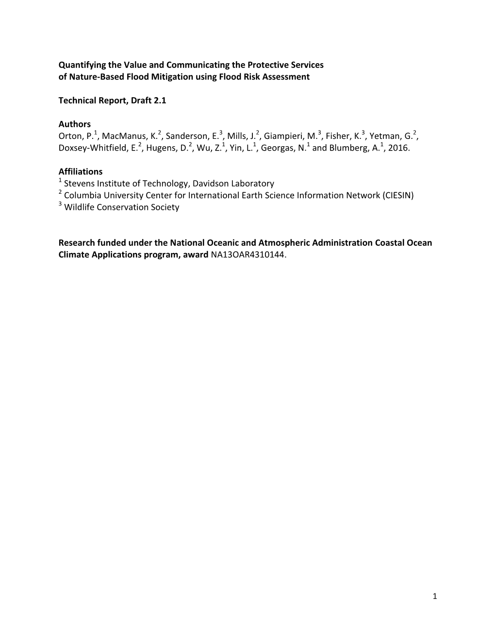 Quantifying the Value and Communicating the Protective Services of Nature-Based Flood Mitigation Using Flood Risk Assessment