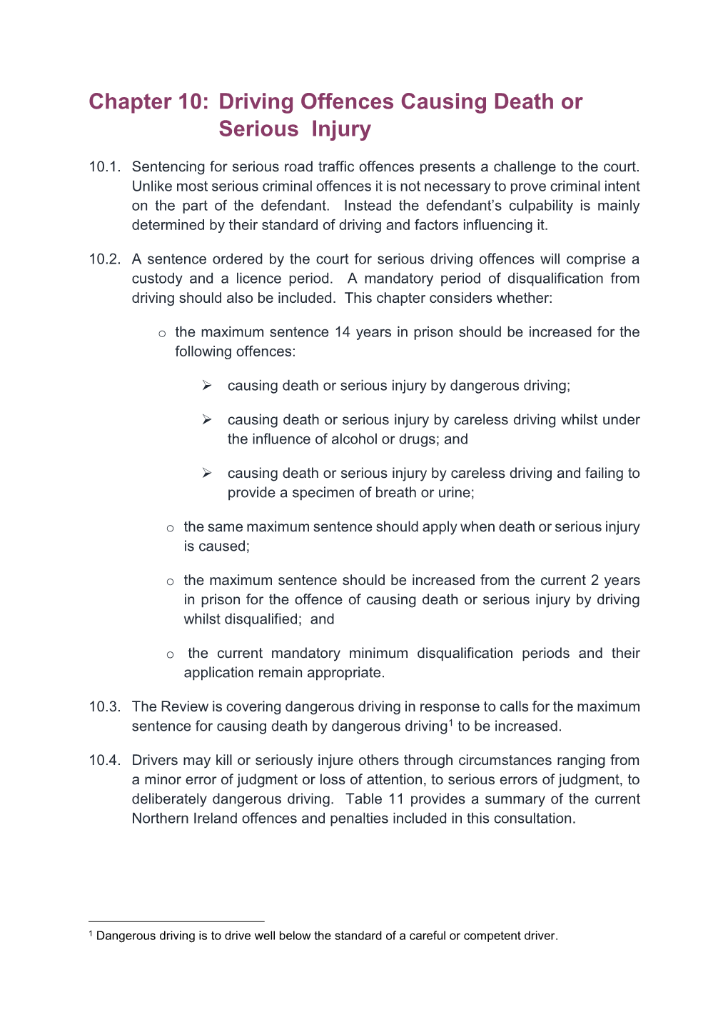 Chapter 10: Driving Offences Causing Death Or Serious Injury