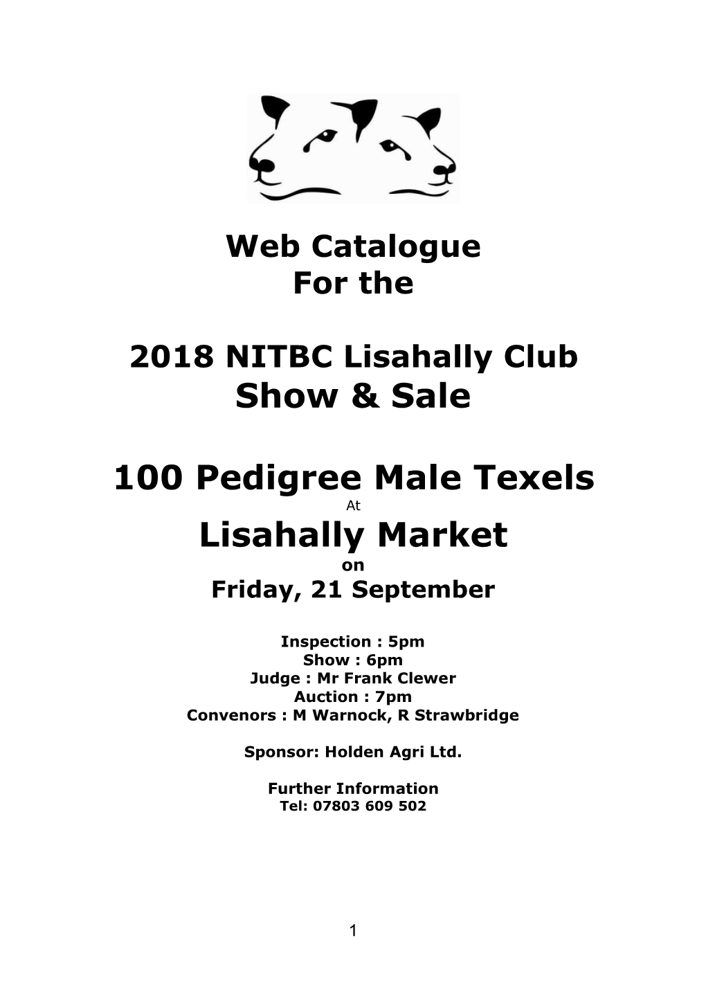 Show & Sale 100 Pedigree Male Texels Lisahally Market