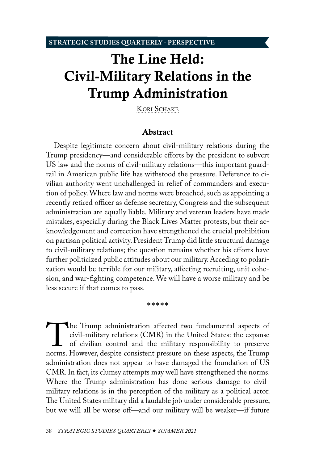 Civil-Military Relations in the Trump Administration