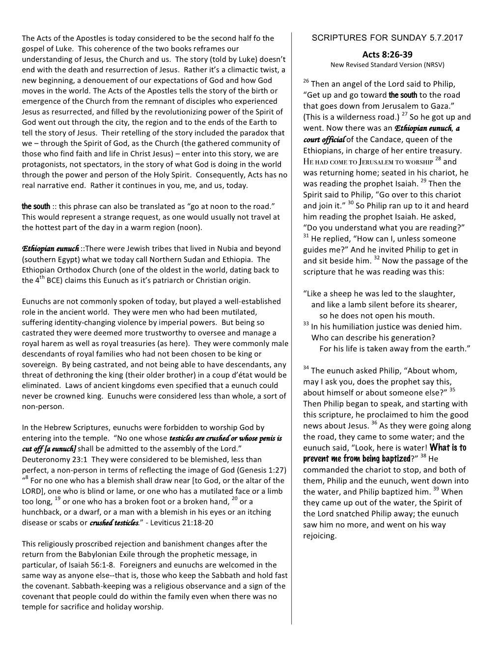 Textual Analysis Sheet for Acts 8