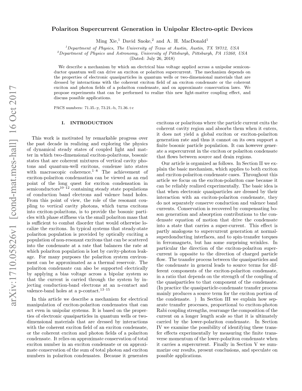 Polariton Supercurrent Generation in Unipolar Electro-Optic Devices