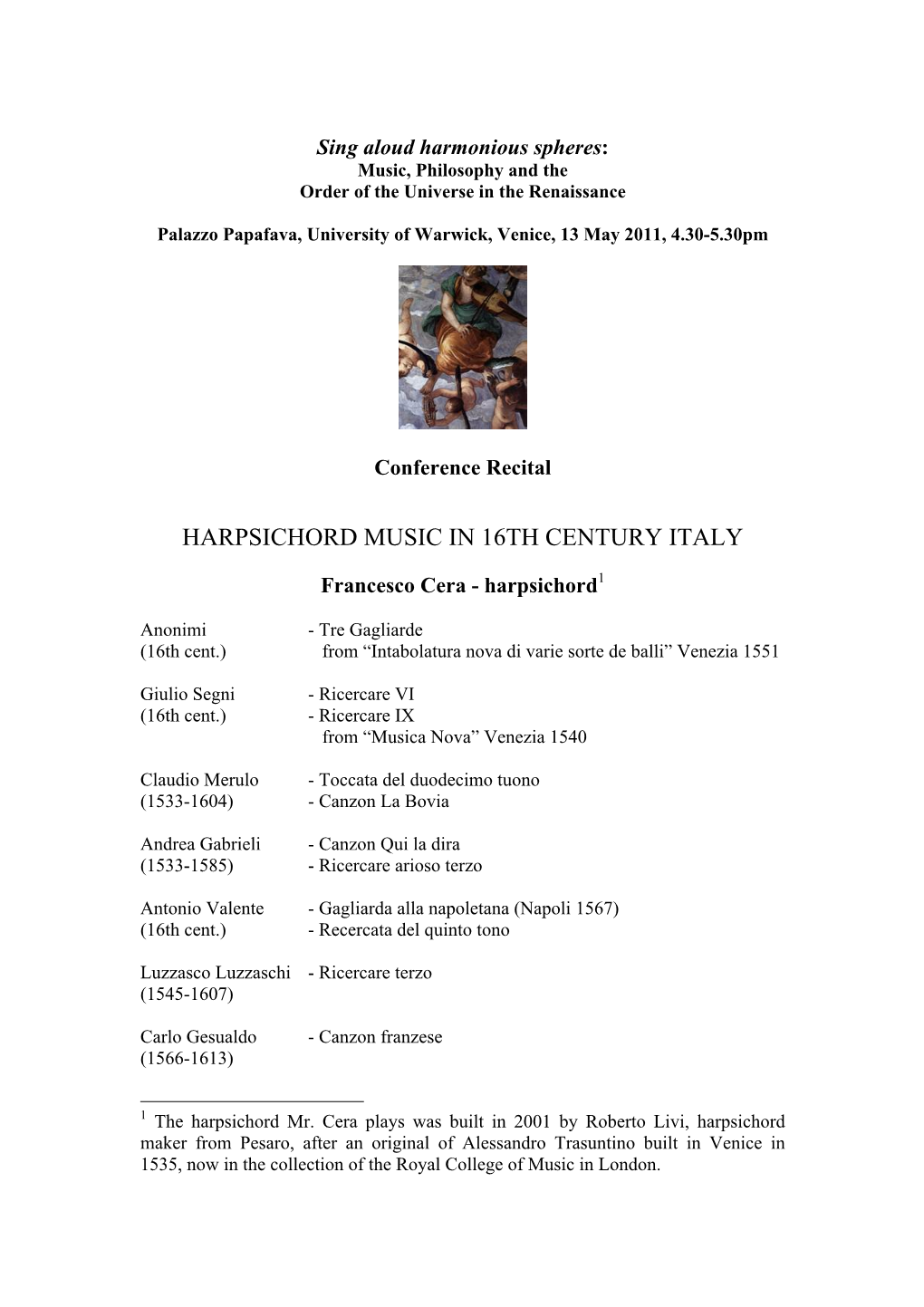 Harpsichord Music in 16Th Century Italy