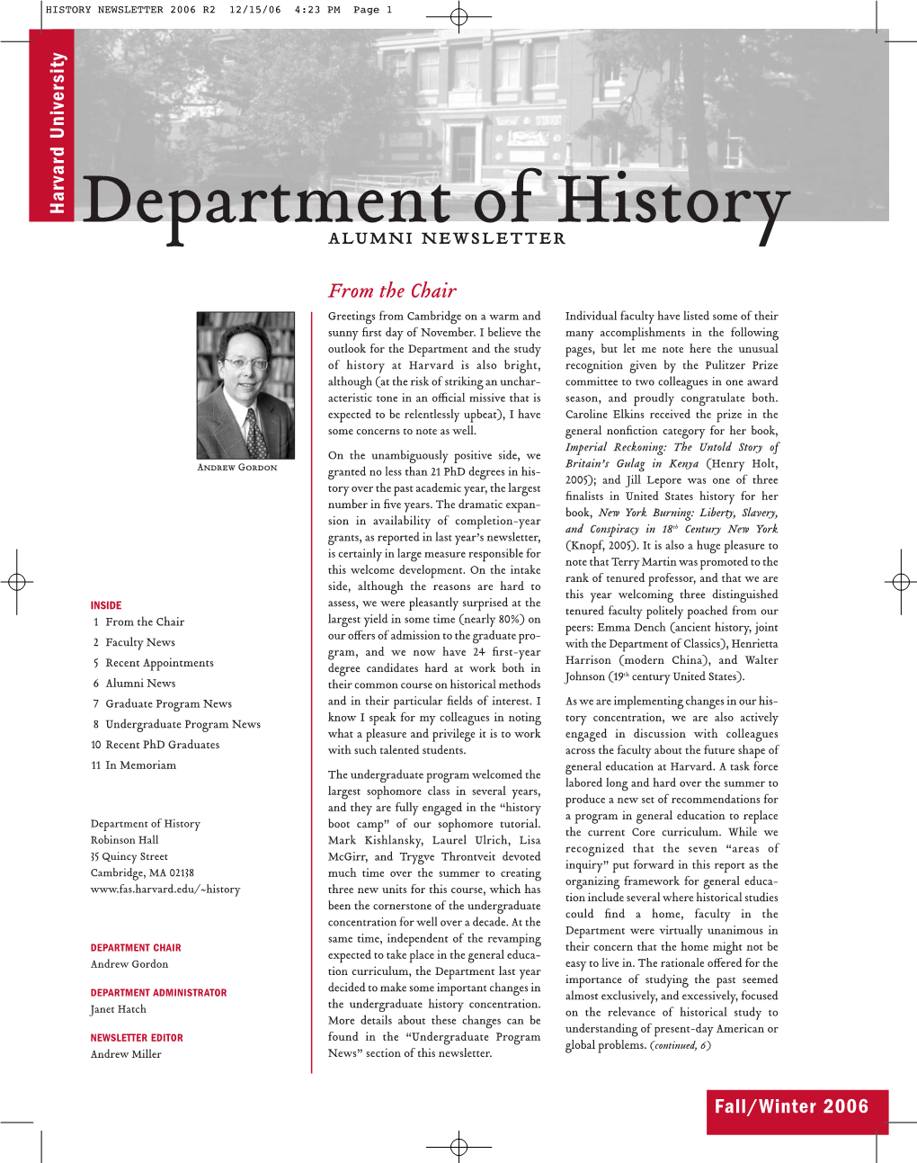Alumni Newsletter of History