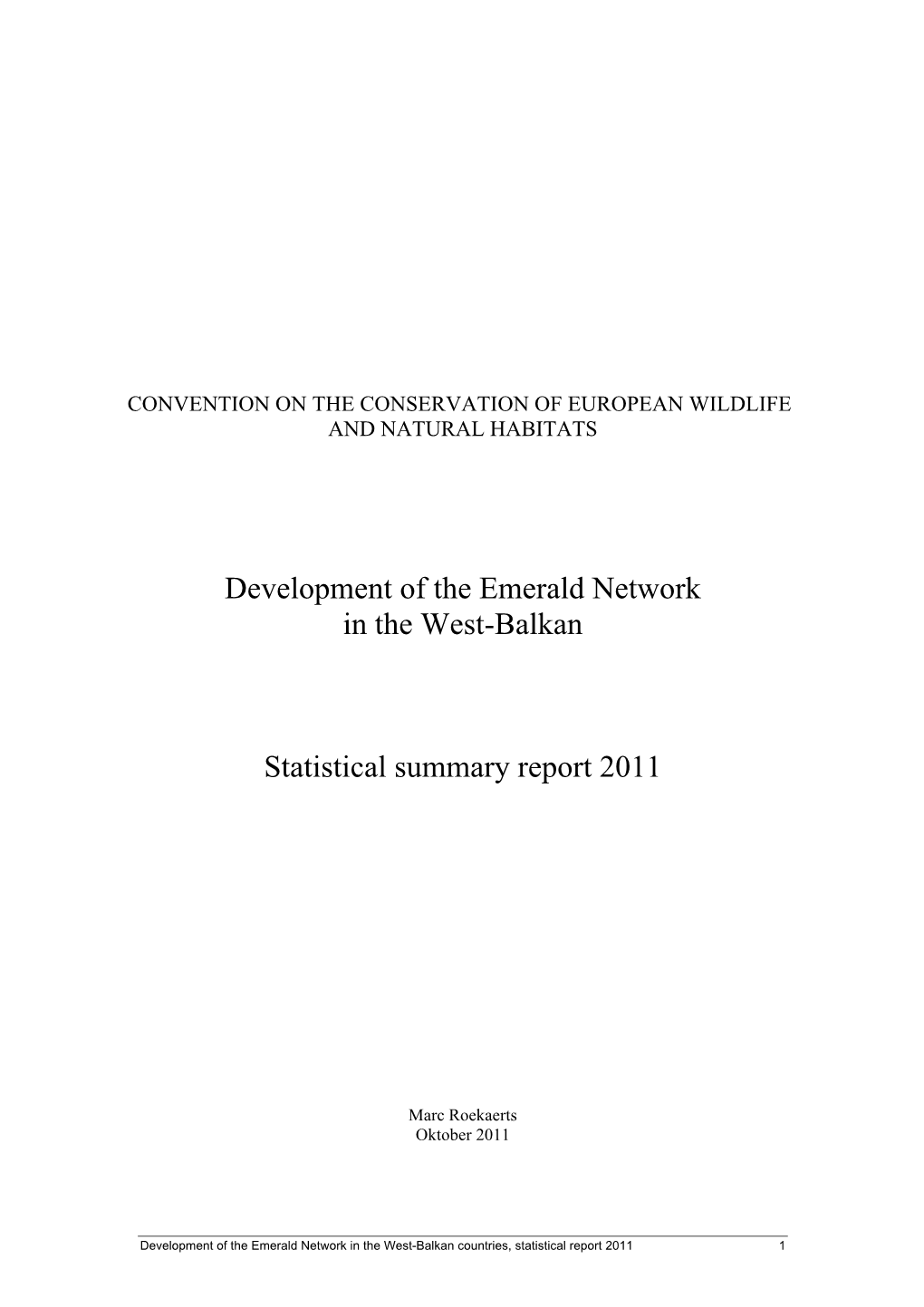 Development of the Emerald Sites Network in the West-Balkan Under