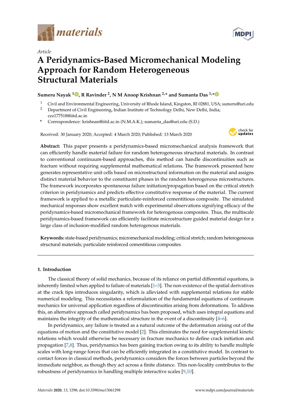 A Peridynamics-Based Micromechanical Modeling Approach for Random Heterogeneous Structural Materials