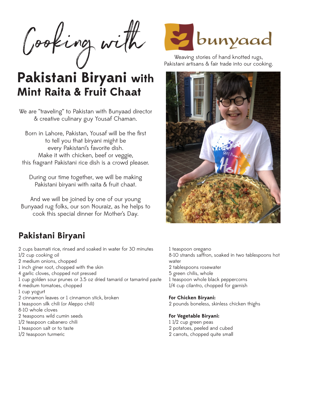 Pakistani Biryani with Mint Raita & Fruit Chaat