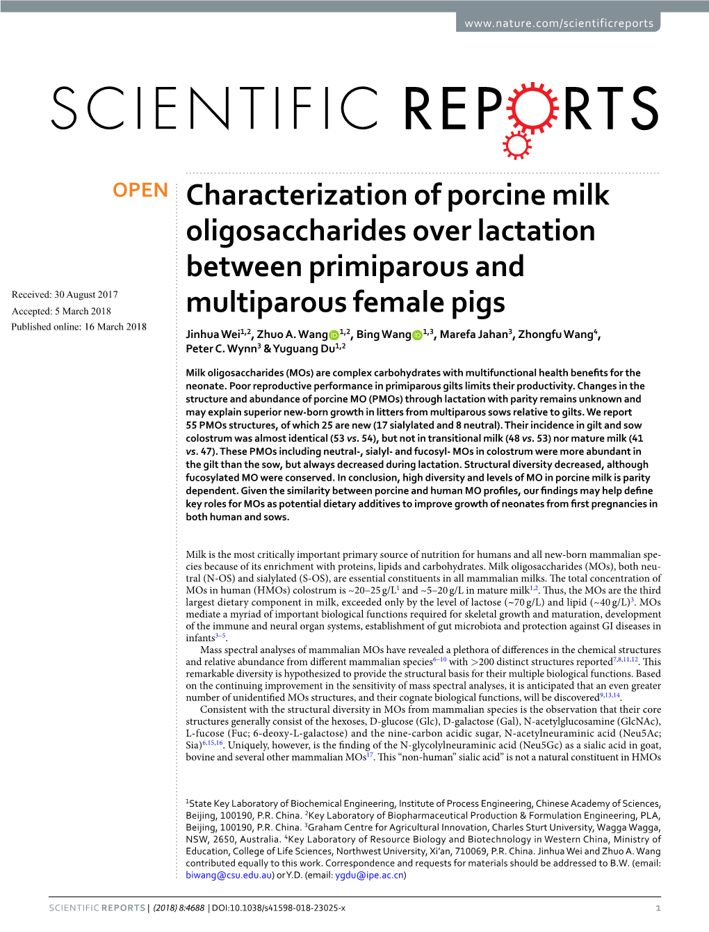 Characterization of Porcine Milk Oligosaccharides Over Lactation