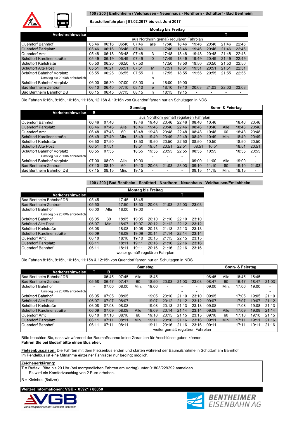 Baustellenfahrplan | 01.02.2017 Bis Vsl