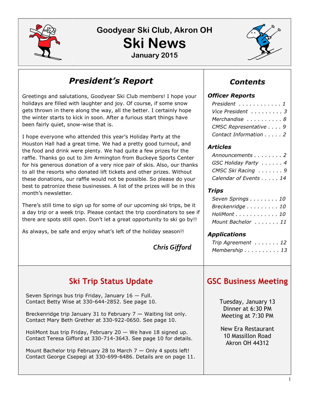 Goodyear Ski Club Newsletter