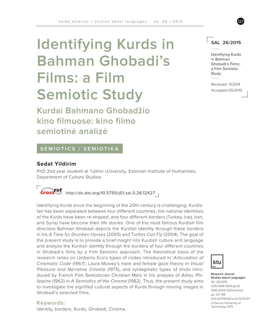 Identifying Kurds in Bahman Ghobadi's Films