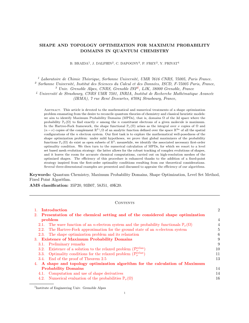 Shape and Topology Optimization for Maximum Probability Domains in Quantum Chemistry