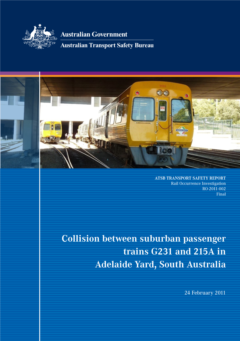 Collision Between Suburban Passenger Trains G231 and 215A in Adelaide Yard, South Australia