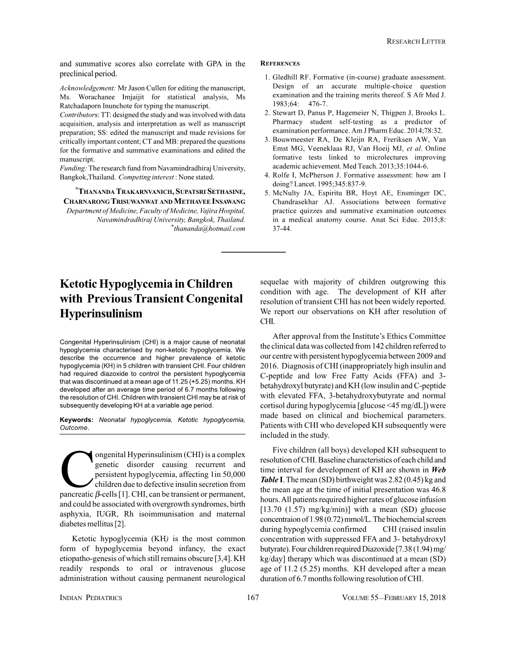 Ketotic Hypoglycemia in Children with Previous Transient Congenital